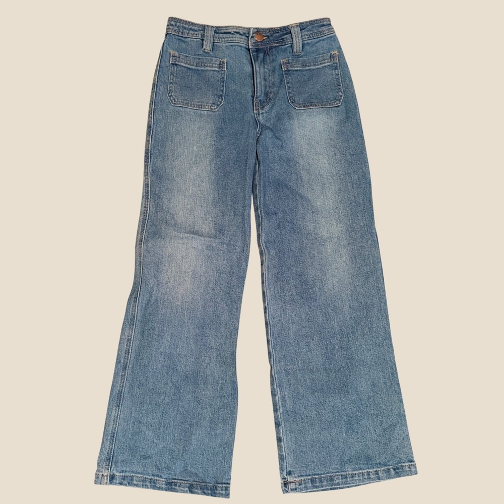 RSQ Girls Wide Leg Jeans Medium Wash High Rise Denim Size 16